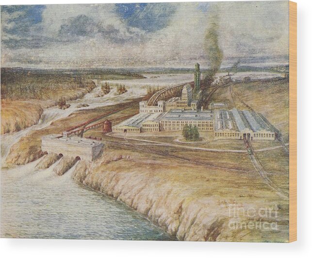 Scenics Wood Print featuring the drawing Paper Mills #1 by Print Collector