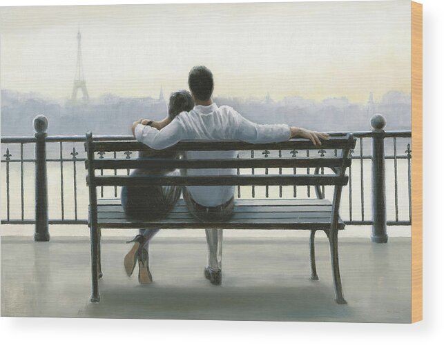 Cityscape Wood Print featuring the painting Parisian Afternoon #1 by Myles Sullivan