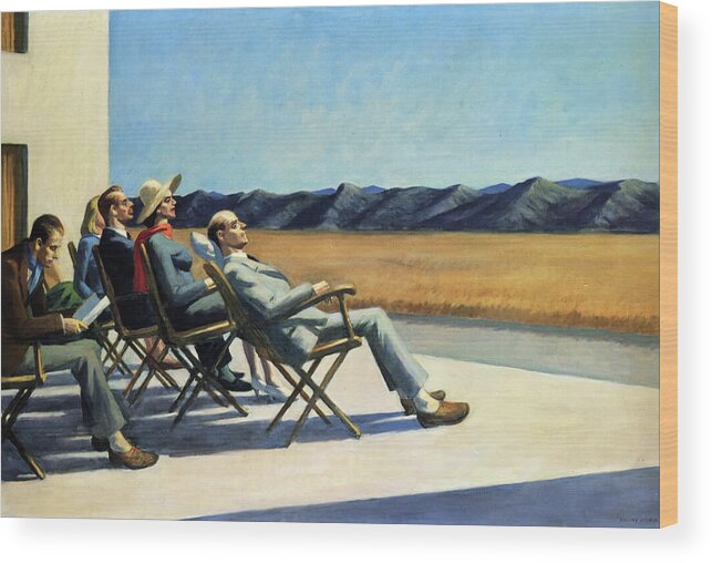 Edward Hopper Wood Print featuring the painting People In The Sun by Edward Hopper