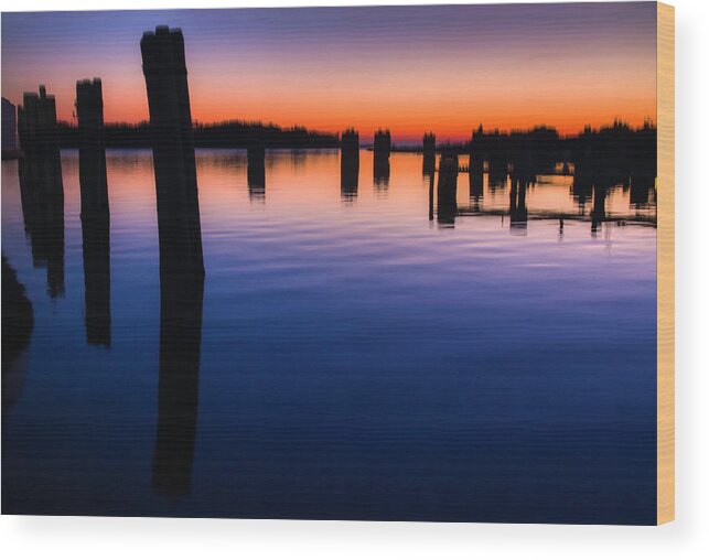 Pilings Wood Print featuring the photograph Silver Lake Sunset 2010-10 23 #1 by Jim Dollar