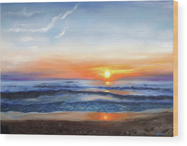 Seascapes Wood Print featuring the painting Outer Banks Sunrise by Billie Mann