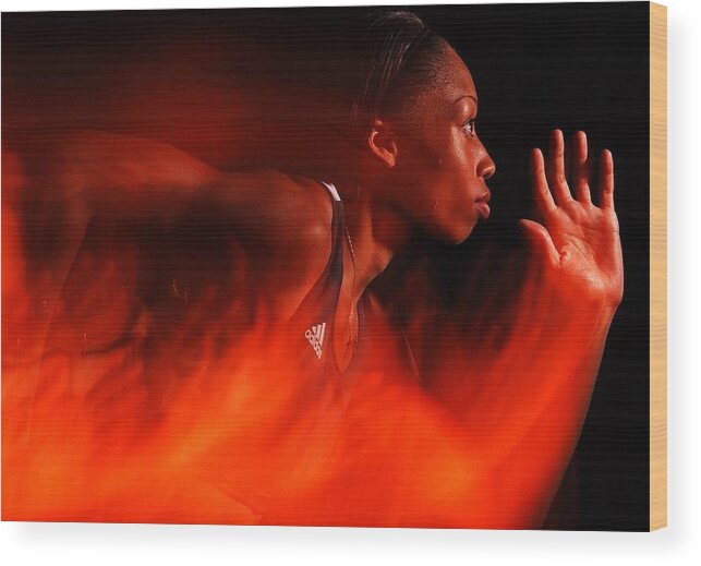 The Olympic Games Wood Print featuring the photograph Allyson Felix Portrait Shoot #2 by Al Bello