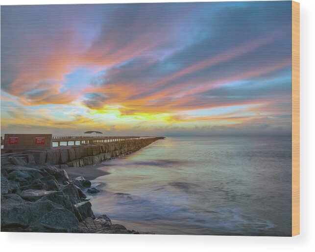 Coastal Wood Print featuring the photograph Jetty Sunrise Cabrillo Beach San Pedro California by R Scott Duncan