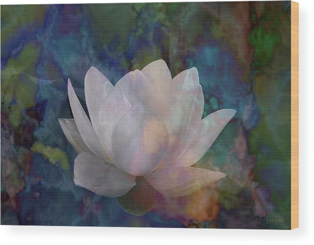 Lotus Light Wood Print featuring the digital art Lotus Light #2 by Richard Laeton