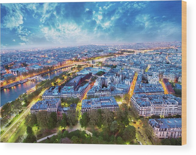 Downtown District Wood Print featuring the photograph Paris, France #3 by Nikada