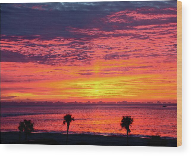 Background Wood Print featuring the photograph Ship Into Sunrise #3 by Darryl Brooks