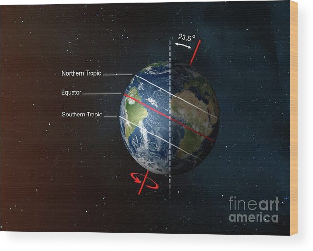 Earth Wood Print featuring the photograph Earth's Axial Tilt And Tropics #5 by Mikkel Juul Jensen/science Photo Library