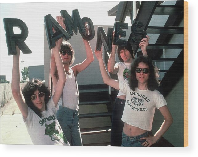 Punk Music Wood Print featuring the photograph Ramones Portrait Session In La #6 by Michael Ochs Archives