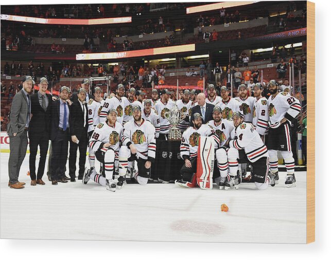 Playoffs Wood Print featuring the photograph Chicago Blackhawks V Anaheim Ducks - by Harry How