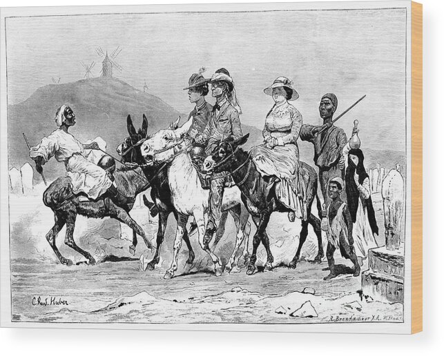Engraving Wood Print featuring the drawing A Band Of Tourists, Egypt, 1881. Artist by Print Collector