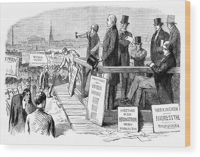 Engraving Wood Print featuring the drawing A Reform Act Demonstration, Birmingham by Print Collector