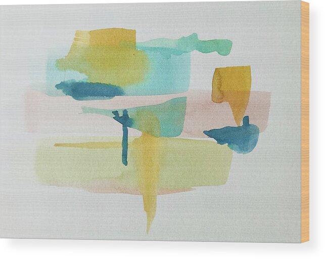 Shapes Wood Print featuring the painting Abstract water colors by Luisa Millicent