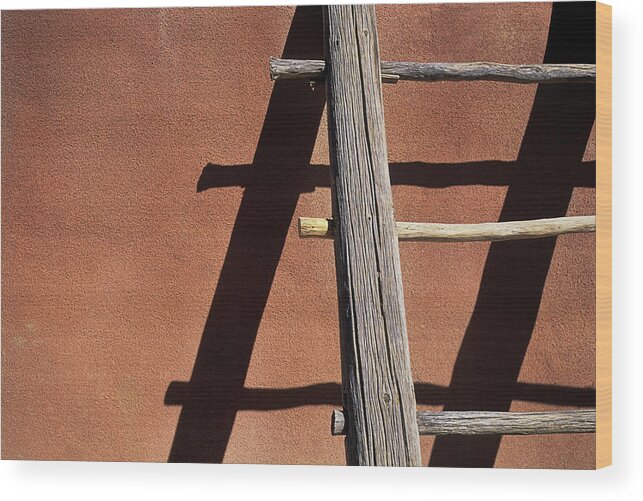 Steps Wood Print featuring the photograph Adobe Wooden Ladder by Akajeff