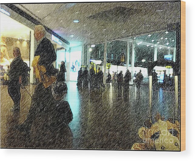 Airplane Wood Print featuring the photograph Airport Teddy Bear by Alexandra Vusir