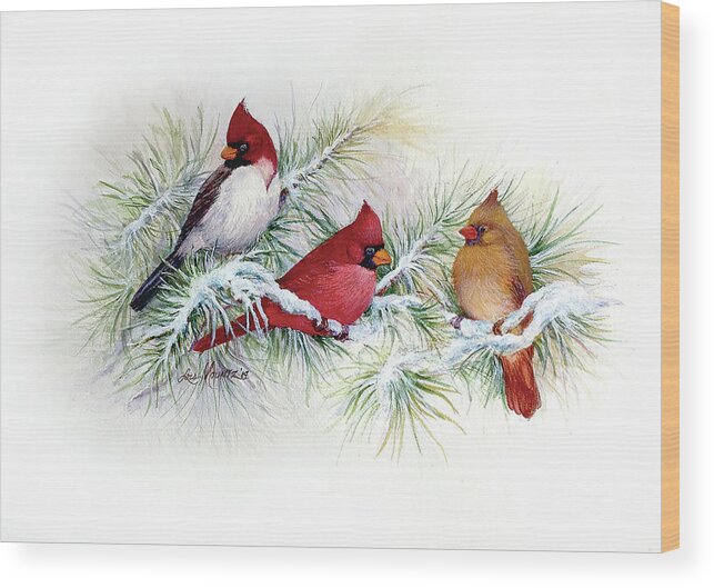 Birds Wood Print featuring the painting Albino Visitor by Lois Mountz