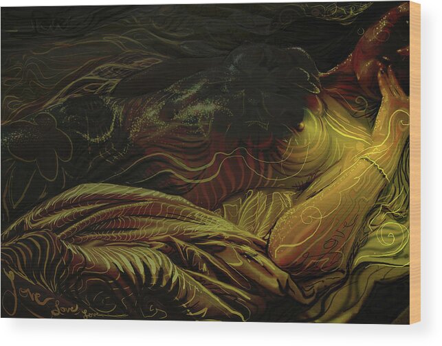 Digital Art Wood Print featuring the painting Amber Light by Jeremy Robinson