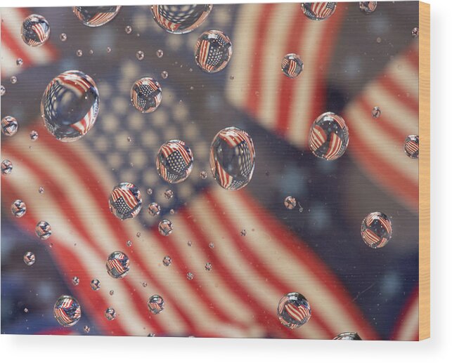 American Flag Wood Print featuring the photograph American flag by Minnie Gallman