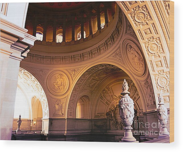 San Francisco Wood Print featuring the digital art Artistic City Hall San Francisco Architecture by Chuck Kuhn