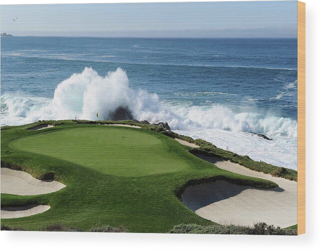 Pebble Beach Golf Links Wood Print featuring the photograph At&t Pebble Beach National Pro-am - by Stuart Franklin