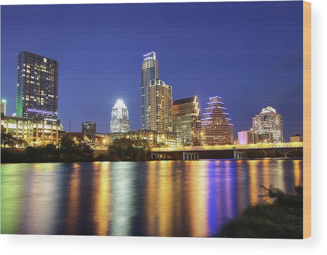 Downtown District Wood Print featuring the photograph Austin Texas by Denistangneyjr