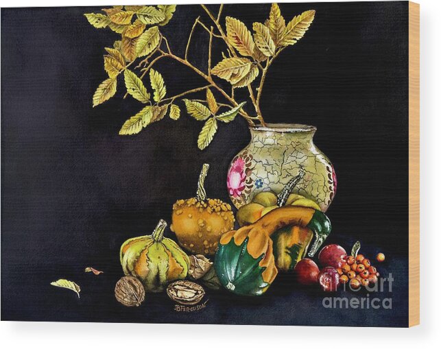 Autumn Wood Print featuring the painting Autumn Colors by Jeanette Ferguson