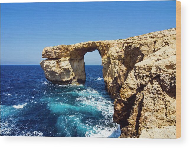 Scenics Wood Print featuring the photograph Azure Window , Gozo, Malta by Nico Tondini