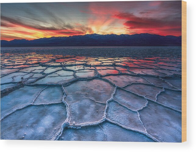 Sunset Wood Print featuring the photograph Badwater Sunset by Benio