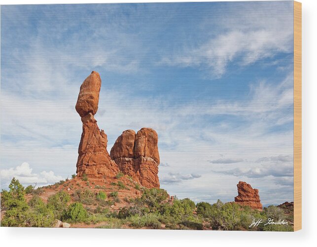 Arches National Park Wood Print featuring the photograph Balanced and Ham Rocks by Jeff Goulden