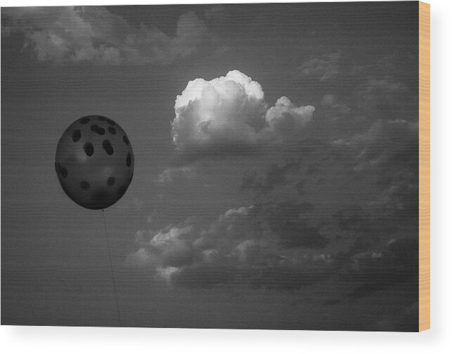 Dotted Balloon Wood Print featuring the photograph Balloon Vs Cloud by Prakash Ghai