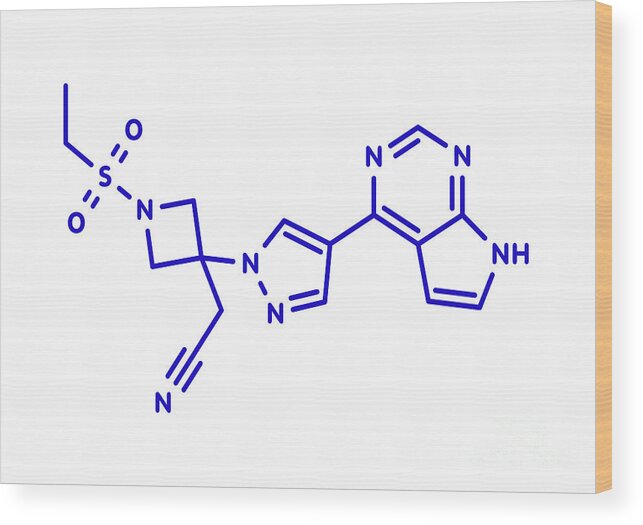 Baricitinib Wood Print featuring the photograph Baricitinib Janus Kinase Inhibitor Drug by Molekuul/science Photo Library