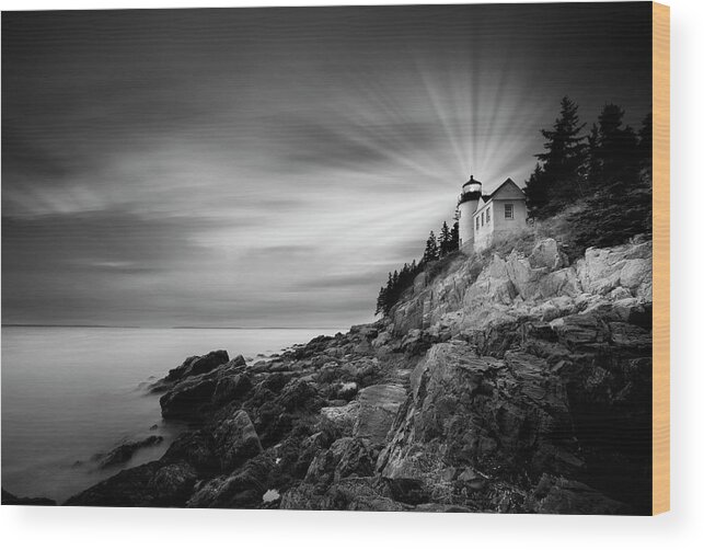Lighthouse Wood Print featuring the photograph Bass Harbor Lighthouse by Moises Levy