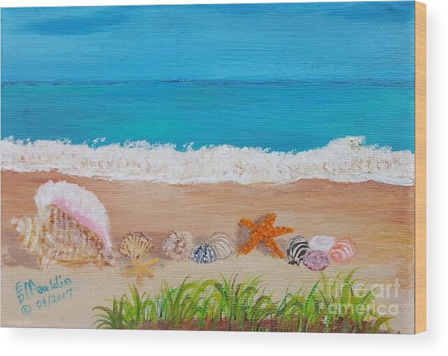 Beach Collections Wood Print featuring the painting Beach Collection by Elizabeth Mauldin