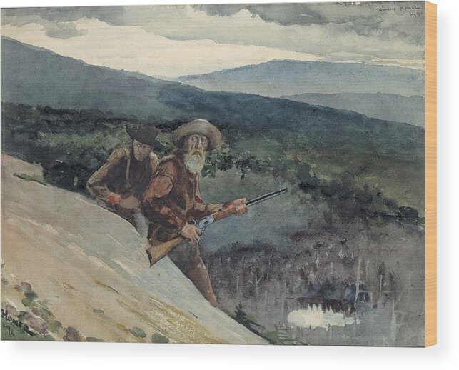 Winslow Homer Wood Print featuring the drawing Bear Hunting, Prospect Rock by Winslow Homer