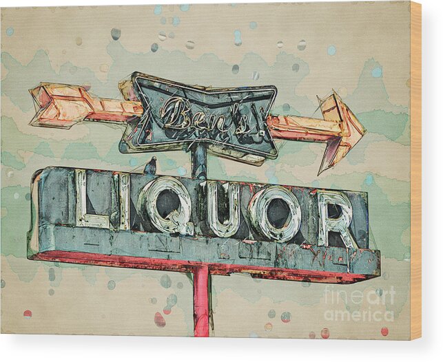 Los Angeles Wood Print featuring the photograph Ben's Liquor by Lenore Locken