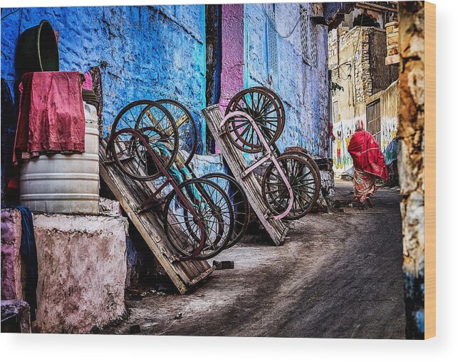 India Wood Print featuring the photograph Blue City by Gilcan Mete