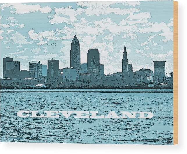 Cleveland Wood Print featuring the photograph Blue CLEVELAND by Gary Olsen-Hasek
