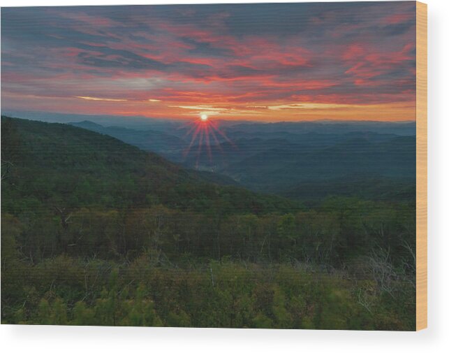 Glassmine Wood Print featuring the photograph Blue Ridge Layered Sunset by Norma Brandsberg