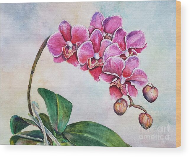 Orchid Wood Print featuring the painting Blushing Beauties by Lisa Debaets
