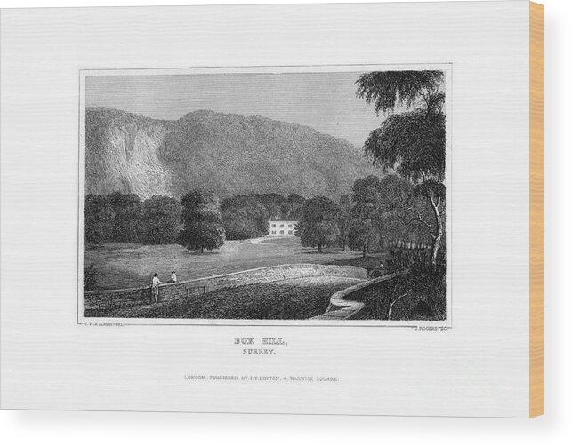 Engraving Wood Print featuring the drawing Box Hill, Surrey, 1829.artist J Rogers by Print Collector