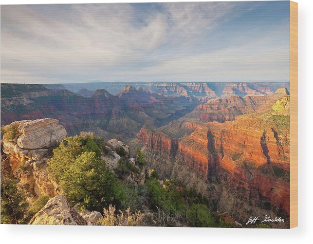 Arizona Wood Print featuring the photograph Bright Angel Canyon at Sunrise by Jeff Goulden