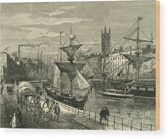 Engraving Wood Print featuring the drawing Bristol by Print Collector