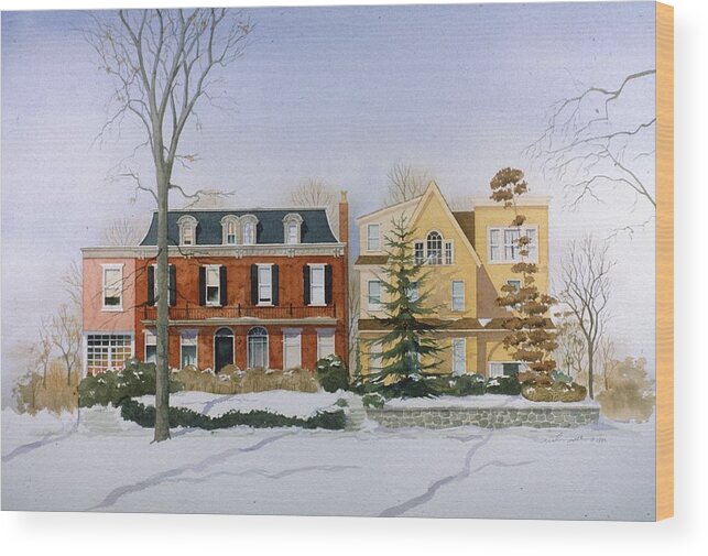 Wilmington Delaware Wood Print featuring the painting Broom Street Snow by William Renzulli