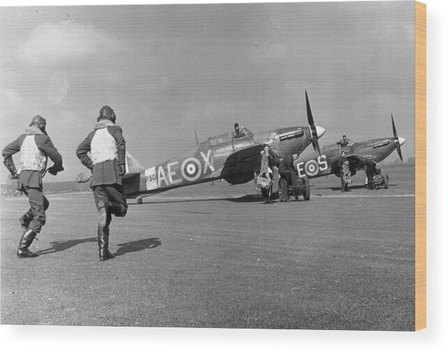 Sports Helmet Wood Print featuring the photograph Canadian Airmen by Parker