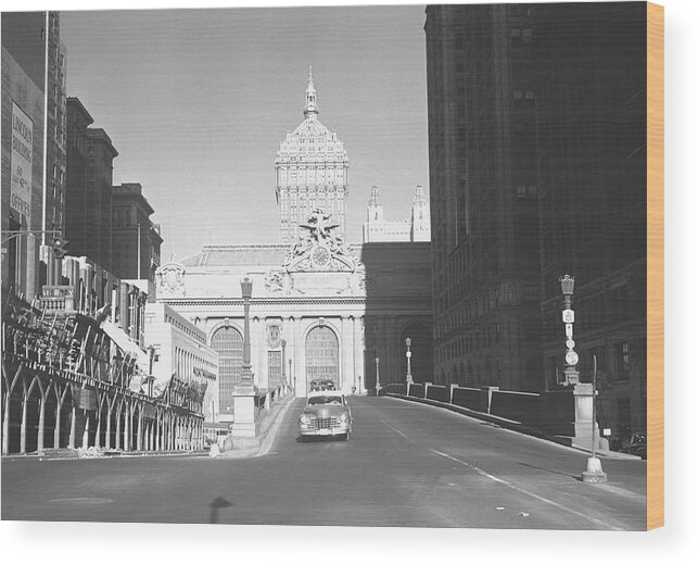 Statue Wood Print featuring the photograph Car Riding On Street, Grand Central by George Marks