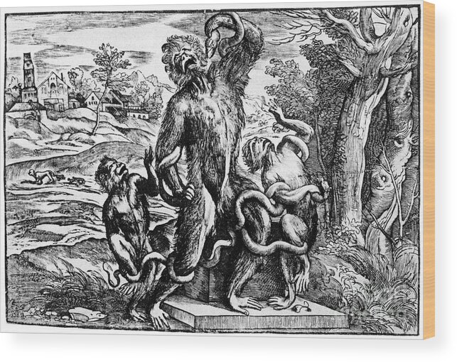 Horror Wood Print featuring the drawing Caricature Of The Laocoon Group, 1937 by Print Collector