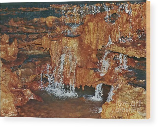 Cave Wood Print featuring the photograph Cave Waterfall by D Hackett