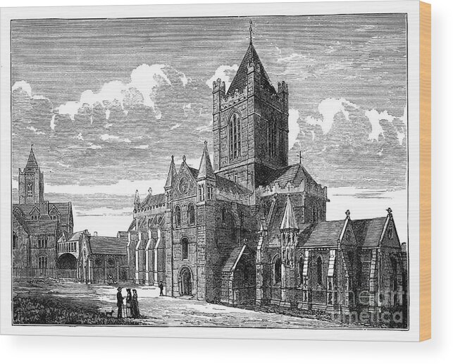 Dublin Wood Print featuring the drawing Christ Church Cathedral, Dublin by Print Collector