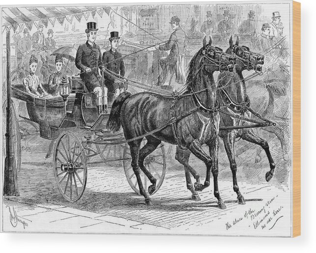 Horse Wood Print featuring the drawing Coach And Horses, 1889 by Print Collector