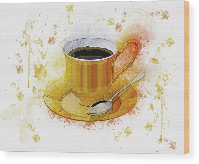 Coffee Wood Print featuring the digital art Coffee Art by Ian Mitchell