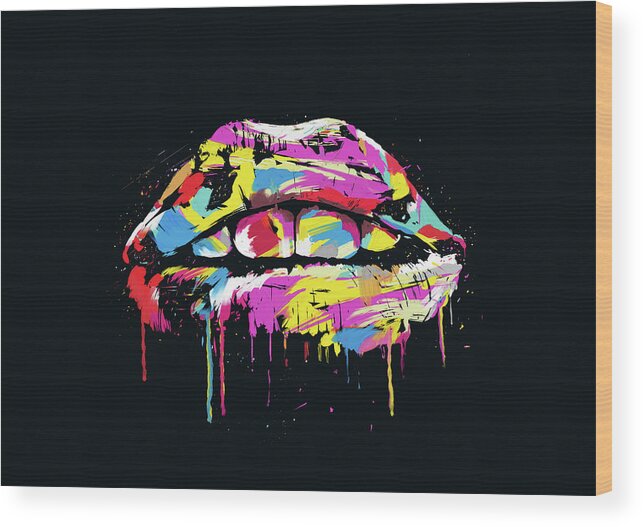Lips Wood Print featuring the photograph Colorful lips by Balazs Solti